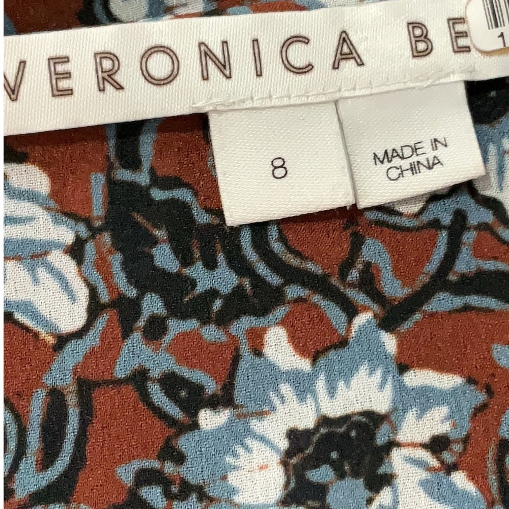 NWOT VERONICA BEARD Floral Long Sleeve Dress BLACK WHITE BLUE BURGUNDY - Picture 8 of 8
